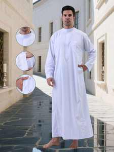 Burka Elegante para Hombre, Blanca, de Poliéster Ligero, Antiestática, de Secado Rápido, Color Sólido, para Todas las Temporadas, Manga Larga, Cuello Alto, Zhejiang - Product Image 2
