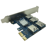 PCIE PCI-E PCI Express Riser Card 1x à 16x1 à 4 USB 3.0 Slot Multiplier Hub