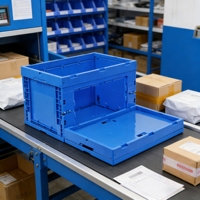 Caisse en plastique pliable et empilable JOIN 600 mm x 400 mm x 340 mm, boîte de rangement portable pour l'organisation des entrepôts et la logistique