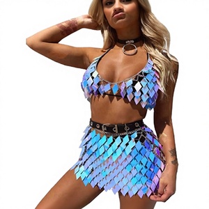 Shiny Sequined Platinum Plated Trendy Wedding Engagement Gift Multi Layer <b>Sequins</b> Body Chain <b>Bikini</b> Waist Chain for Women - Product Image 2