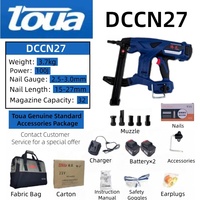 Cloueuse industrielle légère Toua DCCN27 21V pour bricolage |   Batteries au lithium doubles de 4,0 Ah, moteur sans balais, clous en acier inoxydable de 15 à 27 mm
