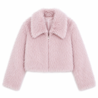 Abrigo de invierno cálido y esponjoso para mujer, de piel sintética gruesa tipo caballero, de lana/seda, corte ajustado, con cremallera, manga larga, marca privada