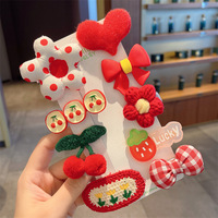 Épingle à cheveux fleur amour pour enfants 9 pièces/ensemble épingle à cheveux mignonne en peluche nouvelles filles bébé frange épingle à cheveux Plaid papillon pince à cheveux casque
