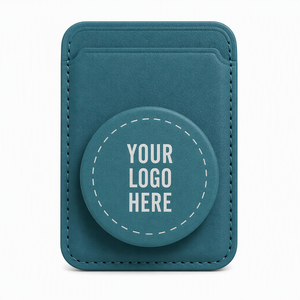Custom Logo PU Leather Magnetic Wallet Card <strong>Holder</strong> with Grip Stand for iPhone 15 16 17 Slim 2-3 Cards OEM Factory - Product Image 3