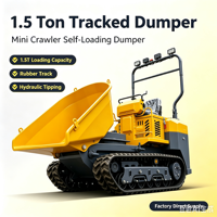 Dumper chenillé diesel CE EPA 1500 kg avec benne basculante hydraulique et chenilles en caoutchouc pour le transport sur chantier de construction