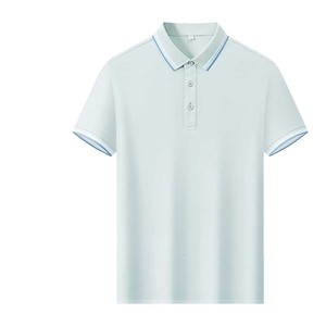 Polo Shirt Short Sleeve Cotton Pique Summer Contrast Trim Loose Fit Business Workwear Custom Logo Design - Product Image 5