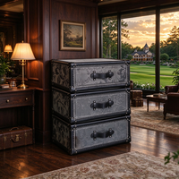 Nouvelle Conception Armoire de Rangement Rotative à 3 Tiroirs en Acier Gris Laiton, Style Moderne Européen, pour Bar à Domicile, Salon, Décoration de Luxe Rétro