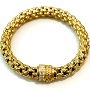 Nuovo Bracciale Alla Moda in Oro 18K con Diamanti Naturali Taglio Baguette, Catena Intrecciata a Forma di <span class=keywords><strong>Vite</strong></span>, Stile Neutro per Uso Quotidiano - Product Image 1