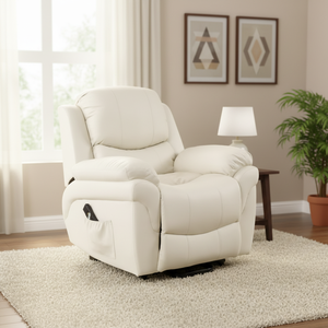 <span class=keywords><strong>Fauteuil</strong></span> de Salon Inclinable Électrique en Cuir avec Coussinets de Massage et Cadre de Lit Réglable – Ensemble Canapé et Chaise de Loisirs - Product Image 1