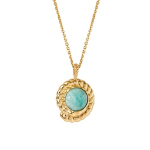 <span class=keywords><strong>Collana</strong></span> con Pendente Gemnel Delicato in Argento 925 Placcato Oro con Conchiglia Marina e <span class=keywords><strong>Amazzonite</strong></span> Azzurra - Product Image 1
