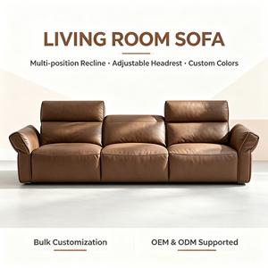 Sofá Reclinable Eléctrico de Cuero de Lujo Estilo Italiano de <span class=keywords><strong>3</strong></span> <span class=keywords><strong>Plazas</strong></span> con Control <span class=keywords><strong>Motorizado</strong></span> del Reposacabezas, Sofá Modular para Villa - Product Image 6