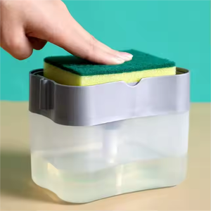Distributeur de savon manuel chaud pour cuisine avec éponge à vaisselle et tampon à récurer, boîte à liquide de nettoyage - Product Image 3