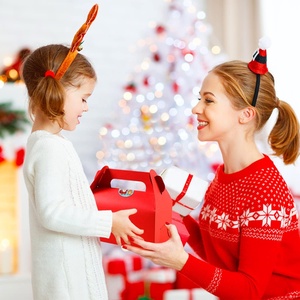 Scatola Regalo Rossa per le Feste con Manico, Bestseller per Biscotti, Caramelle, Torte, Pane, Snack, Ciambelle, Confezione Portatile per Biscotti - Product Image 5