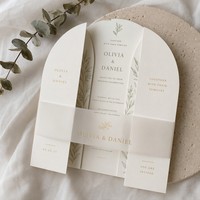 Invitación de Boda Personalizada con Diseño de Arco Plegable |   Tarjeta de Felicitación Minimalista de Cartulina con Corte de Lámina Dorada, Venta al por Mayor