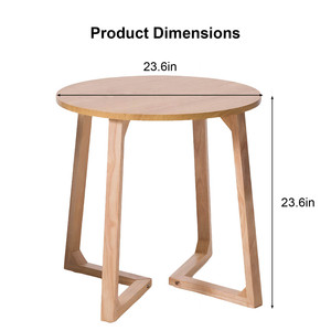 Round End <b>Table</b> 24 Inch Solid Wood V Shaped <b>Legs</b> Mid Century Modern Sofa Side <b>Table</b> Small Coffee <b>Table</b> for Small Space - Product Image 2