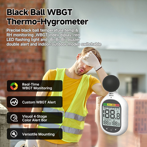 Professionelles WBGT-Messgerät zur Überwachung des Hitzestresses mit Schwarzer-Globus-Temperatur und Hochtemperaturalarm für Innen- und Außensicherheit - Product Image 3
