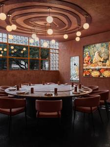 ออกแบบตกแต่งภายในบาร์สไตล์วาบิซาบิสุดหรู โครงการร้านอาหารแบบครบวงจร เคาน์เตอร์บาร์โค้ง ไมโครซีเมนต์ ทองแดง แก้ว อิฐ ตกแต่งตามสั่ง - Product Image 5