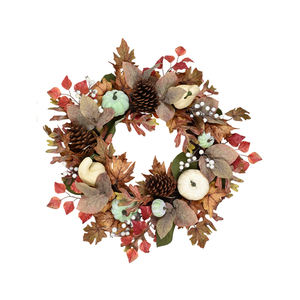 Couronne de citrouille d'automne de Thanksgiving personnalisée de la meilleure qualité Couronne de vigne ronde de 24 pouces - Product Image 1