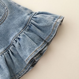 Nuovo Completo Estivo 2026 per Bambine, Set Due Pezzi con Camicetta in Chiffon Sottile a Maniche a Sbuffo e Shorts in Denim, Outfit Casual Quotidiano Carino per Bambine - Product Image 3