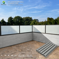Panneau mural rainuré en WPC co-extrudé 195x25mm, imperméable, ignifuge, résistant aux UV, profilé imitation bois creux, design moderne, extérieur