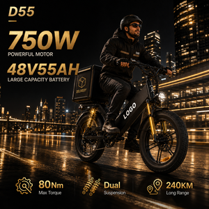 Bicicleta Eléctrica de Carga D55 con Motor sin Escobillas de 750W, Neumáticos Gruesos de 20 Pulgadas, 28 mph, 48V 55Ah, con Señales de Giro - Product Image 1