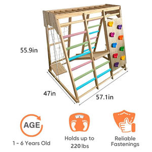 Magnolia Aire de jeux intérieure 7-en-1 <span class=keywords><strong>Jungle</strong></span> Gym Set de jeu pour enfants de 2 à 6 ans-Toboggan Mur d'escalade Corde Mur Grimpeur Bars de singe - Product Image 2