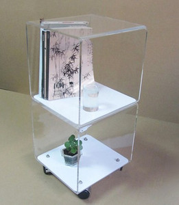 Lucite <span class=keywords><strong>Acrylic</strong></span> cuốn sách hiển thị chủ rõ ràng đứng Tầng Kệ với bánh xe phổ quát cho lưu trữ cửa hàng hiển thị - Product Image 5