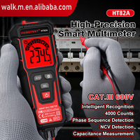 HT82A Multimeter Digital Portabel Genggam Presisi Tinggi 4000 Angka, Pengukur True RMS Rentang Otomatis Cerdas