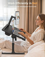 Faltbarer Verstellbarer Schoß-Schreibtisch Doppelbildschirm Laptop Extra Großer Couch-Bett-Tablett-Tisch mit Tragbarem Monitorständer und Schublade für Erwachsene