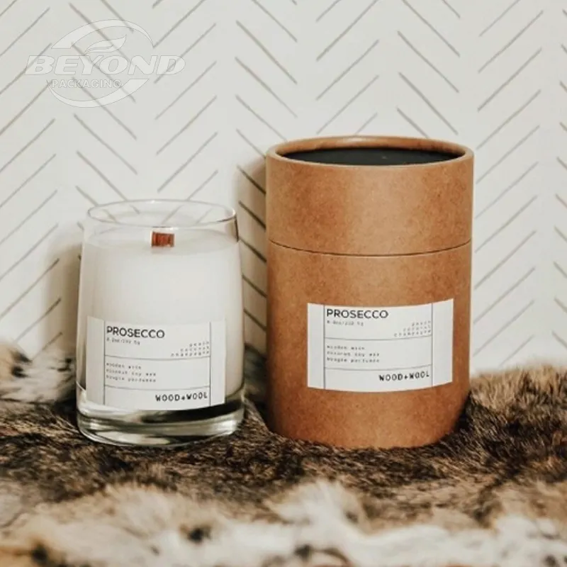 Luxury Unique Beauty Cardboard Cylinder Eco Friendly Packaging For Candle Jar With Lid and Gift Box Paper Tube Packaging