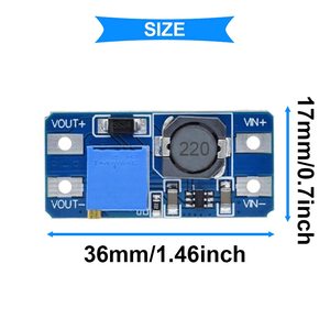 โมดูลการแปลง DC-DC MT3608, 2V-24V ถึง5V-28V ปรับสเต็ปขึ้นแรงดันไฟฟ้าควบคุมแหล่งจ่ายไฟสำหรับ Arduino - Product Image 3