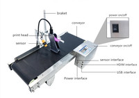 Imprimante jet d'encre TIJ automatique en ligne pour sacs en papier, boîtes en carton, cartes, avec mini convoyeur, pour date, numéro, logo, code-barres, QR code