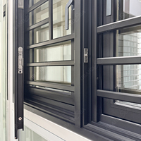 Ventana de Balcón con Aislamiento Térmico de Estilo Moderno, Ventana Abatible de Aluminio Antirrobo con Mosquitera