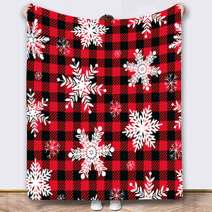 Plaid Snowflake Christmas Flannel <b>Blanket</b> Throw <b>Blanket</b> Nap <b>Blanket</b> Winter Warm Party Decor Reversible Cozy Warm Custom Print - Product Image 2