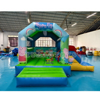Extérieur commercial pour Peppa Pig Maison de rebond gonflable avec toboggan pour enfants Jeux pour bébés en PVC Combo gonflable avec ventilateur intégré