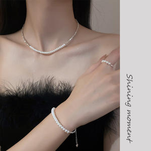 Collar de Perlas Francesas de Plata S925 para Mujer, Diseño Elegante y Simple con Cuentas de Plata Rota para Joyería de Verano - Product Image 1