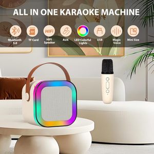 Mini haut-parleur karaoké Bluetooth portable Worthy avec microphone sans fil et lumières colorées pour enfants et adultes, métal actif RGB 3W - Product Image 3
