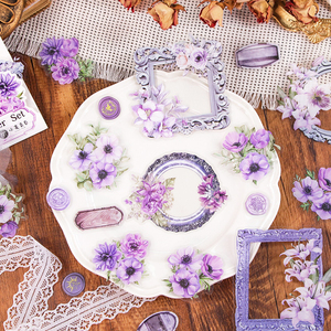Paquete de 50 Hojas de Pegatinas Decorativas Manuka Hanazono, Pegatinas Creativas y Lindas de Flores, Autoadhesivas, de PET, Recortadas - Product Image 3