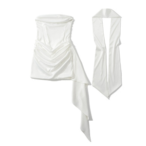TAOP&ZA 2025 Nuovo Abito <span class=keywords><strong>Invernale</strong></span> da Donna Stile Retrò Senza Maniche con Cintura in Vita Aderente Stile Sciarpa Senza Spalline 25097 - Product Image 2