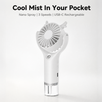 Mini ventilateur brumisateur rechargeable USB-C, 3 vitesses, ultra silencieux, nano pulvérisation, refroidisseur d'air personnel, 500 mAh, certifié CE FCC RoHS