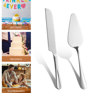 Ensemble de couteau et spatule à gâteau en deux parties, poli miroir, avec long manche, pour banquets de mariage, couteau à pain et à pizza, outils de pâtisserie - Product Image 4