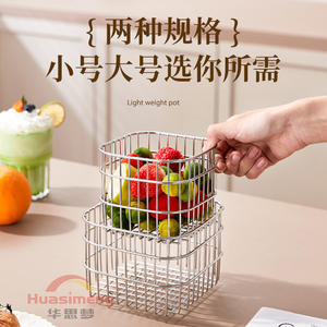 Huasimeng Panier de vidange carré en acier inoxydable pour évier de cuisine, support de rangement multifonctionnel pour fruits et légumes, paniers de lavage - Product Image 4