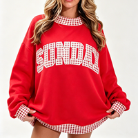 Sweatshirt Wanita Oversize Mockneck Gaya Asimetris Cetak 3D Puff Bahan Katun Fleece Pullover Jumper Atasan Kasual