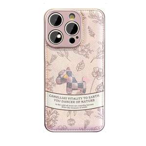 Étui de téléphone portable rétro pour iPhone 15 Pro <span class=keywords><strong>Max</strong></span>, motif de dessin animé de poney, imitation <span class=keywords><strong>cuir</strong></span>, cordon de poignet, bracelet, coque à coussin d'<span class=keywords><strong>air</strong></span> purement artisanale - Product Image 5