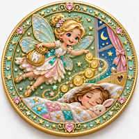 Pièce de monnaie personnalisée 1oz en cuivre pur 999, motif Fée des Dents, relief 3D, impression UV, objet de collection, souvenir commémoratif, cadeau