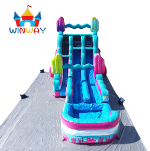 Toboggan aquatique gonflable coloré en gros avec piscine, toboggan gonflable commercial pour enfants pour les fêtes d'été et les activités de plein air - Product Image 5