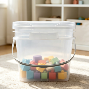 Seau carré transparent en plastique PP de qualité alimentaire avec couvercle et poignée, seau de rangement transparent multi-usage pour jouets et emballage alimentaire - Product Image 1