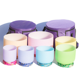 Frosted Color 7 Chakra <b>Crystal</b> Singing <b>Bowl</b> Set, Quartz Sound <b>Bowl</b> Healing Instrument for Sound Bath & Chakra Balancing - Product Image 1