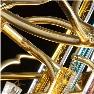 Vente en gros de lustre moderne en cristal LED or K9 pour salle à manger hôtel restaurant extérieur avec télécommande - Product Image 6