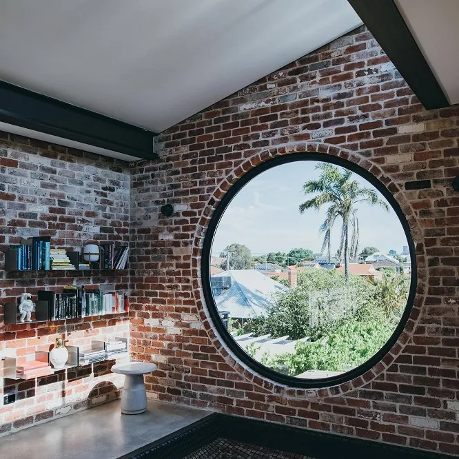 Fenêtre circulaire en aluminium fixe, style rétro, fenêtre ronde, pour le ménage